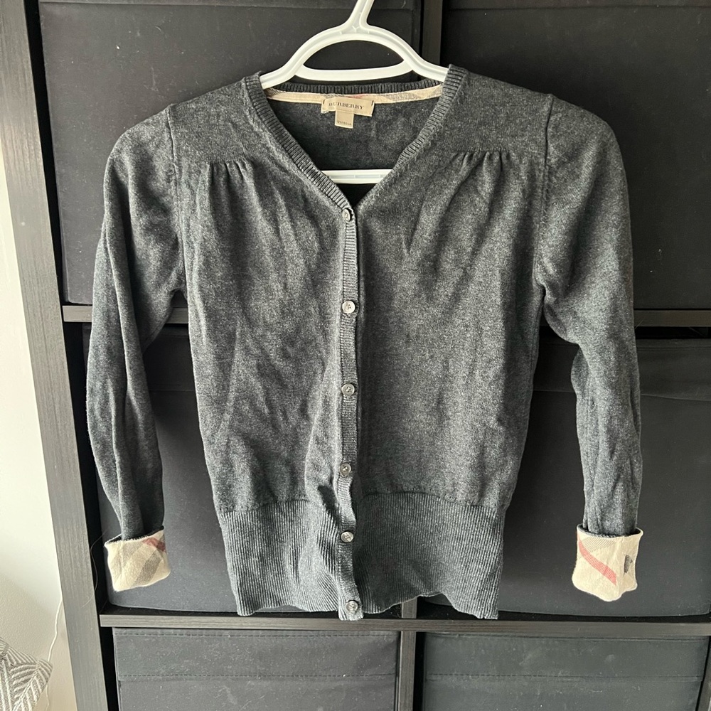 Auth Charcoal Grey Burberry Cardigan